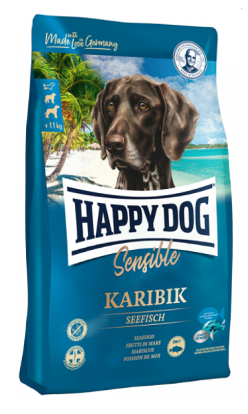 Сухой беззерновой гипоаллергенный корм для чувствительных собак Happy Dog Sensible Karibik 23/12 (морская рыба)
